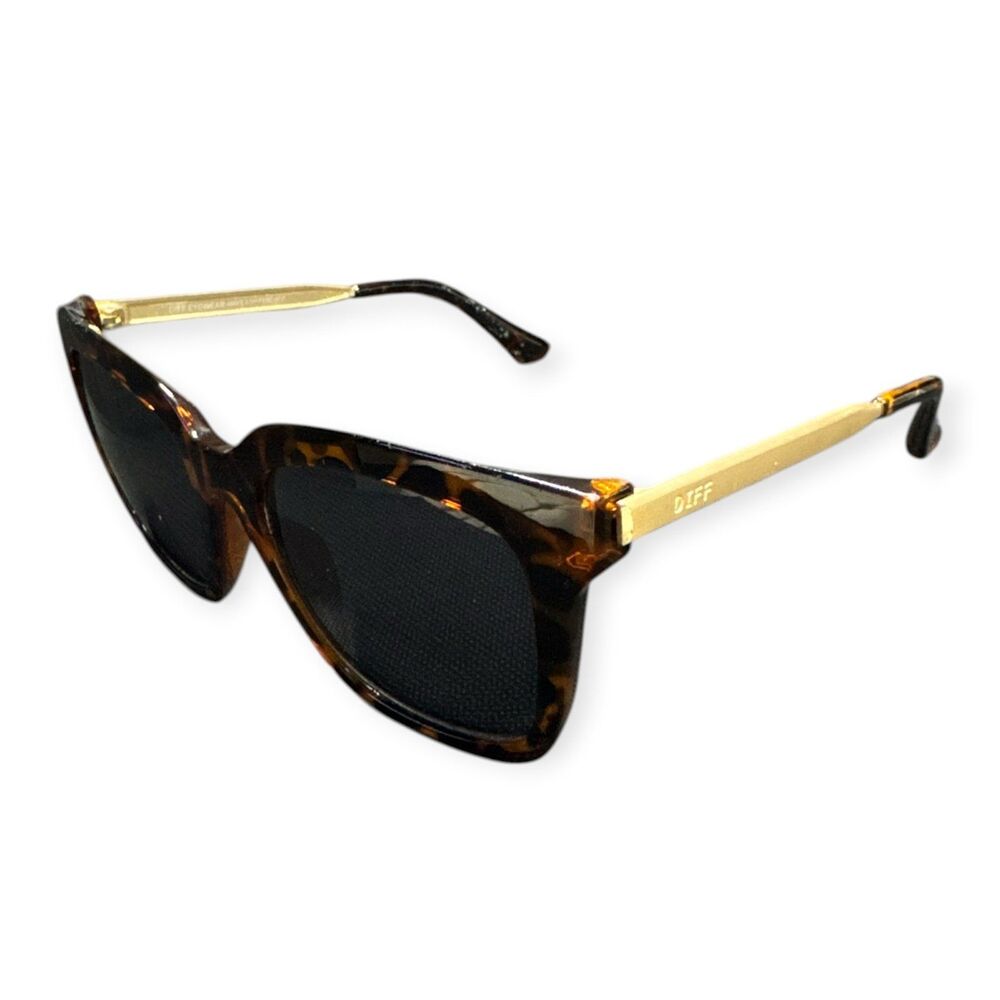 DIFF Tortoise Shell Gold Sunglasses Bella Oversized Gray Lenses